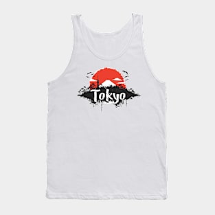 Distressed Tokyo fuji san backdrop painting style Tank Top